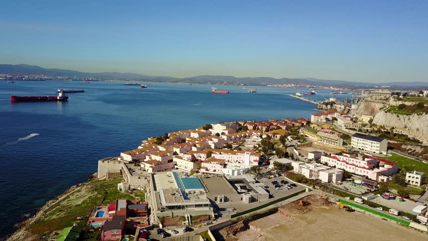 Aerial view of huge, modern open pit mine in Minas de Riotinto, Andalusia, Spain