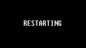 retro videogame RESTARTING text computer old tv glitch interference noise screen animation seamless loop New quality universal vintage motion dynamic animated background colorful joyful video