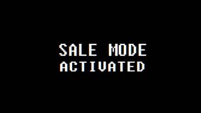 retro videogame SALE MODE ACTIVATED text computer old tv glitch interference noise screen animation seamless loop New quality universal business vintage motion dynamic background colorful joyful video