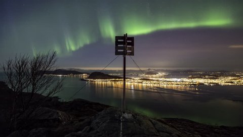 Alesund with Northern Lights