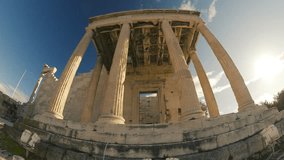 The Beauty of the Erechtheion in Athens. The Acropolis is one of the most important ancient monuments in the world with archaeological structures including: The Acropolis, Erechtheion, Parthenon.