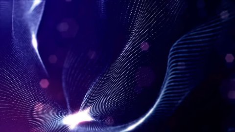 3d rendering background with particles and depth of field. Loop animation, seamless footage. Dark digital abstract background with beautiful glowing particles. Blue color V17