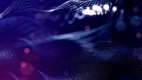 3d rendering background with particles and depth of field. Loop animation, seamless footage. Dark digital abstract background with beautiful glowing particles. Blue color V19 - Powered by Shutterstock - Get 15% off with code: PIKWIZARD15