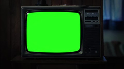 80s TV with Green Screen at Night. You can replace green screen with the footage or picture you want. You can do it with “Keying” (Chroma Key) effect in AE (check out tutorials on YouTube). Zoom In. 