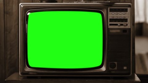 80s TV with Green Screen. Sepia Tone. You can replace green screen with the footage or picture you want with “Keying” (Chroma Key) effect in AE (check out tutorials on YouTube). Zoom Out Fast. 