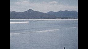 8mm vintage film of whangamata beach, Coromandel Peninsula, New Zealand. 1 January 1958