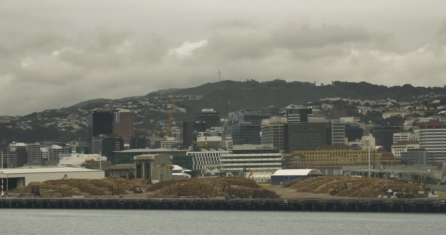 Wellington harbour on a cloudy day, New Zealand