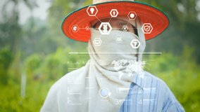 Farmer using hologram user interface graph bar map icon for futuristic technology concept at nature farm - Powered by Shutterstock - Get 15% off with code: PIKWIZARD15