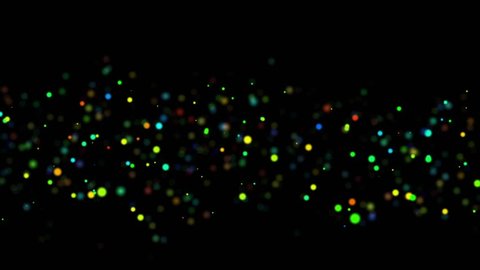 High Definition abstract CGI motion backgrounds ideal for editing, Black backdrops or broadcasting featuring colorfully bokeh orb like particles.