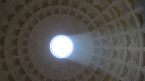 Looking up towards the ceiling of the Pantheon located in Rome Italy this well preserved building is former Roman temple now church and also one of the most popular tourist destinations in Rome 4k - Powered by Shutterstock - Get 15% off with code: PIKWIZARD15