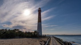 Lighthouse Sunset Day to Night Timelapse Video, Barnegat, New Jersey