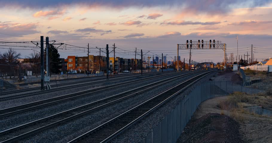 Light Rail Transit Train with Drone in Denver, Colorado