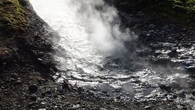 Geothermal hot spring, hot power underworld, is boiling in water in Iceland