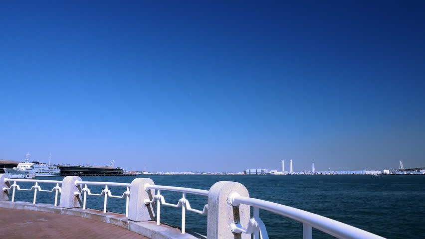 Panoramic view of Yokohama bay, Japan.