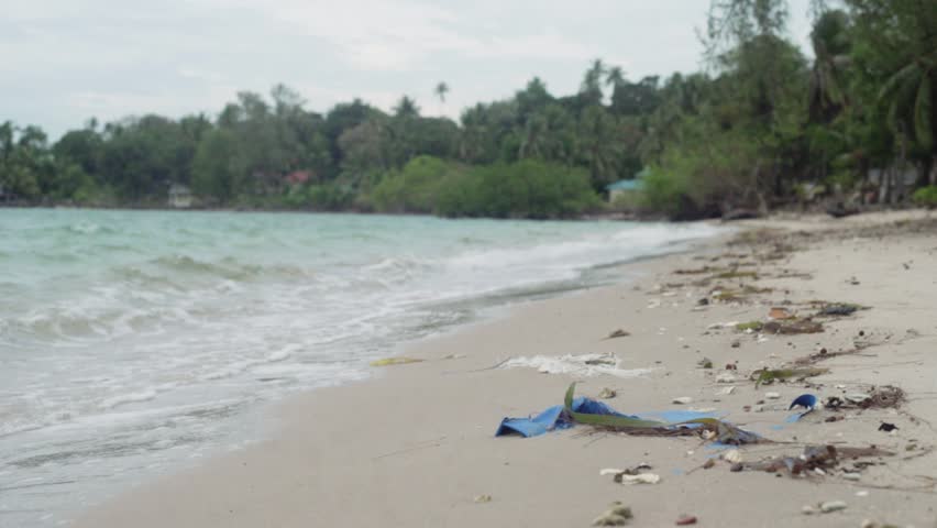 Sea Waves Wash Up Plastic Stock Footage Video (100% Royalty-free 