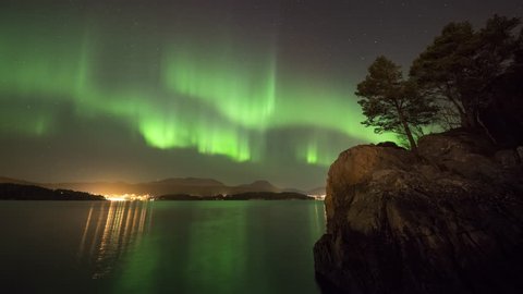 Northern Lights with pine tree