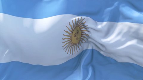 Argentina Flag in Slow Motion Classic Flag Smooth blowing in the wind on a windy day rising sun 4k Continuous seamless loop Background