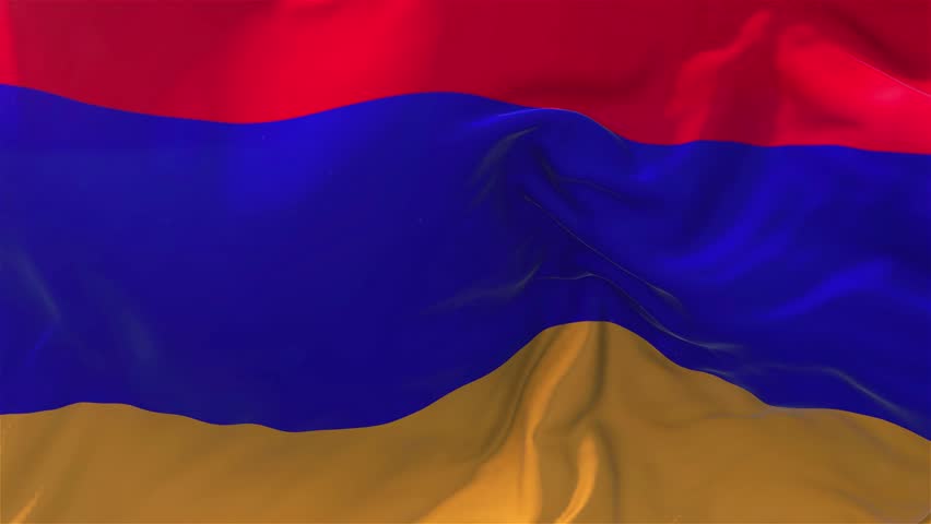 Armenia Flag in Slow Motion Classic Flag Smooth blowing in the wind on a windy day rising sun 4k Continuous seamless loop Background