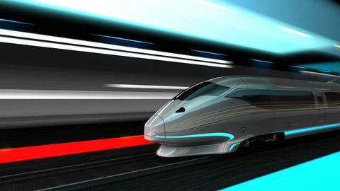 Animation High speed rail, bullet train.