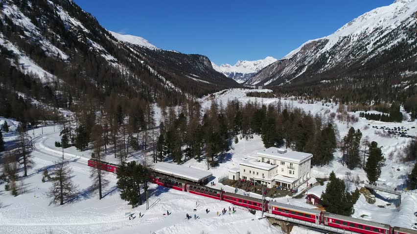 Train station of Morteratsch, Bernina Express