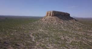 4K sunny summer midday aerial footage of sedimental rock, dramatic Urab Terraces rock formations landscape near town Khorixas enroute to Etosha National Park, central-northern Namibia, southern Africa