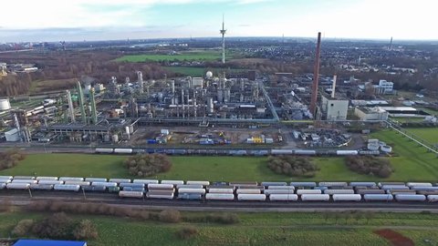 MOERS / GERMANY - JANUARY 03 2016 : Aerial of the industrial area Eurotec