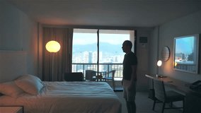 Professional video of man jumping on the bed in slow motion 180fps
