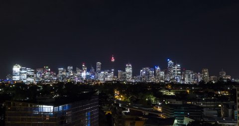 Night timelapse of Sydney CBD