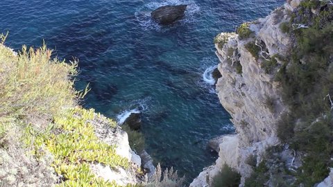 Beautiful coastline of corsica, waves crashing