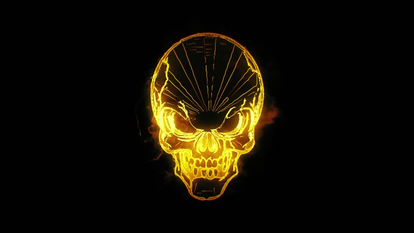 gold burning skull animated logo loopable Stock Footage Video (100% ...