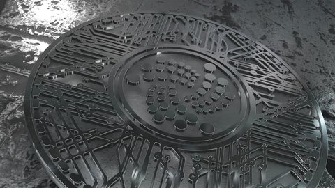 IOTA coin (MIOTA) or IOT cryptocurrency altcoin 3D Render.