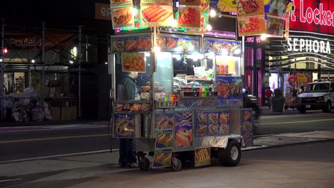 NEW YORK CITY - MAY 25:
Mobile food  cart at Herald Square.
May 25, 2017 in NYC, New York, USA
