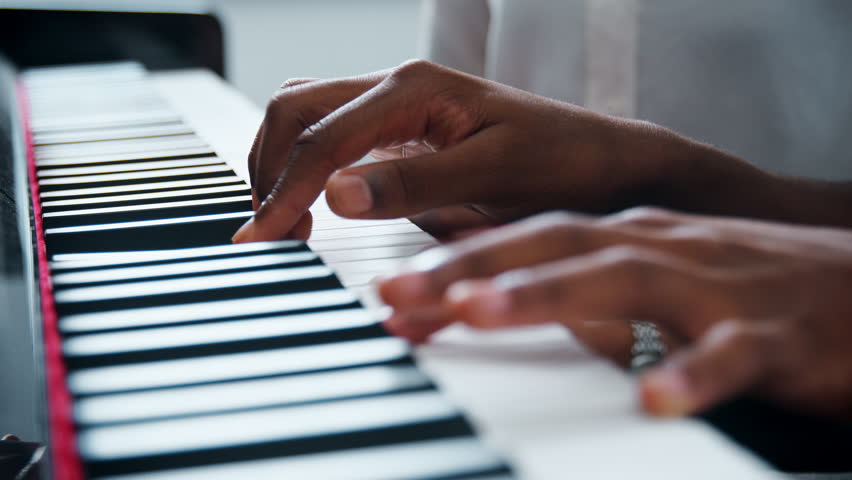 Close Up Of Pupil With Teacher Playing Piano In Music Lesson | Shutterstock HD Video #1008875438