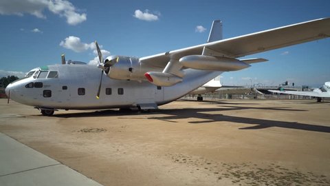 Riverside, California /United States - 02 23 2018: The C-123 was originally designed to be a glider by the Chase Aircraft Company. Fairchild Aviation inherited the design and created the Provider.  