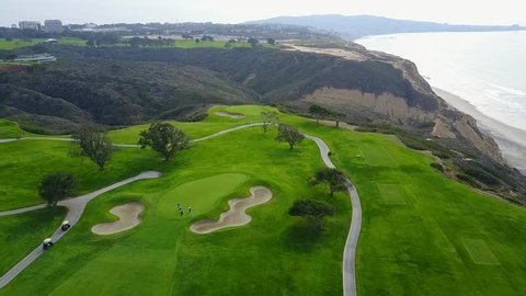 San Diego, CA - Torrey Pines Golf Course - Drone Video. Aerial Video of Torrey Pines breathtaking Golf Course is a 36-hole municipal public golf facility on the west coast of the US.