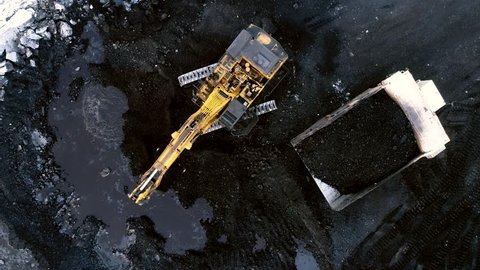 coal mining mine excavator truck open pit winter