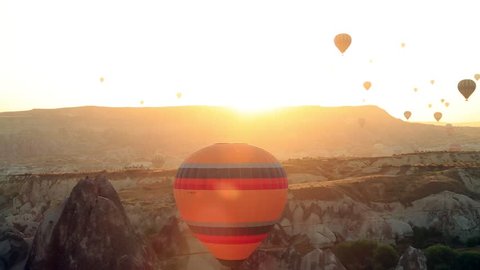 The great tourist attraction of Cappadocia - balloon flight. Cappadocia is known around the world as one of the best places to fly with hot air balloons. Goreme, Cappadocia, Turkey.
