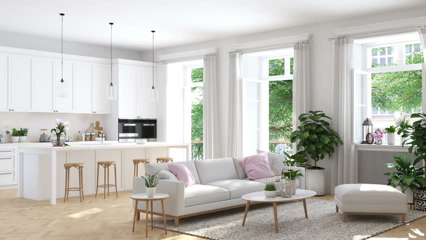 3D rendering. modern living room in townhouse | Shutterstock HD Video #1008912590