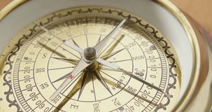 Closeup Of Old Compass On Turning Table