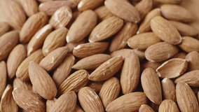 Closeup Full Frame Of Healthy And Delicious Almonds Rotating