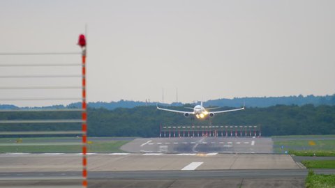 DUSSELDORF, GERMANY - JULY 22, 2017: SunExpress Boeing 737 TC-SEK landing. Dusseldorf Airport, Germany