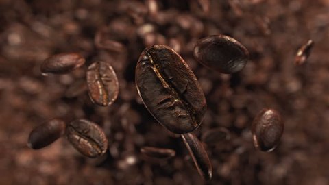 Coffee beans jumping in super slow motion 4K. More amazing cofee beans in my Collection