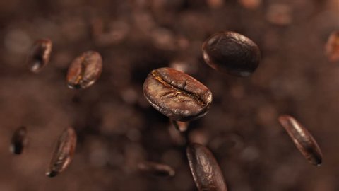Coffee beans explosion in super slow motion 4K