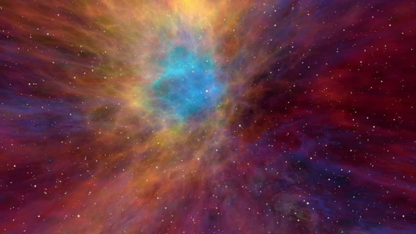 Colorful Nebula and Stars, Traveling Stock Footage Video (100% Royalty