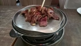 Roast beef hot pan. It's very delicious. Bangkok, Thailand