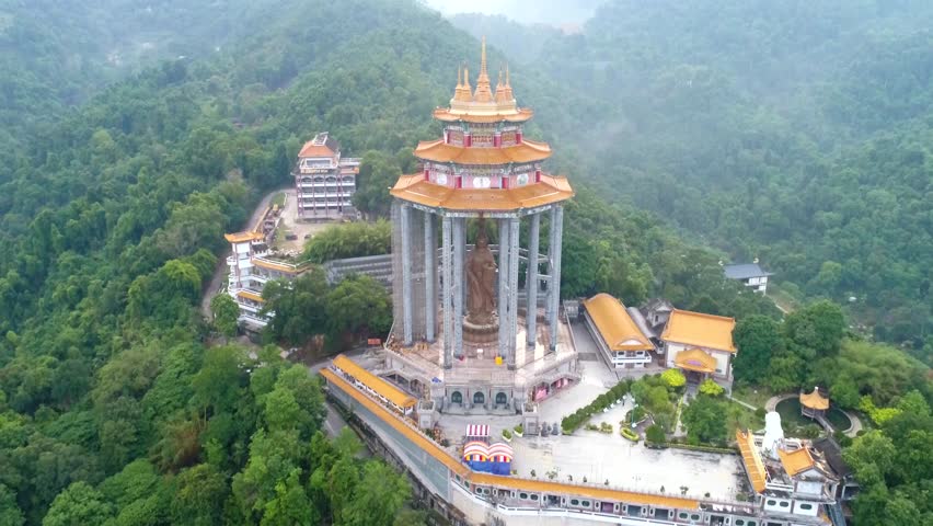 Kek Lok Si Temple in Penang island, Malaysia. Kek Lok Si Temple is a Buddhist temple situated in Air Itam in Penang facing the sea and commanding an impressive view,largest Buddhist temple in Malaysia Royalty-Free Stock Footage #1008959846