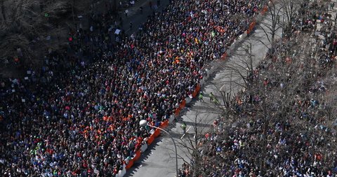WASHINGTON, DC - March 24, 2018: Hundreds of thousands of people take to the streets in the March for Our Lives, a nationwide protest against gun violence in wake of the Parkland school shooting.