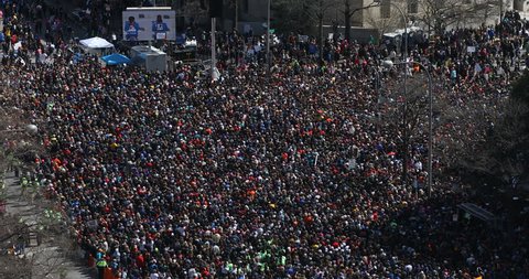 WASHINGTON, DC - March 24, 2018: Hundreds of thousands of people take to the streets in the March for Our Lives, a nationwide protest against gun violence in wake of the Parkland school shooting.
