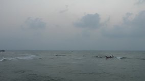 Every Day Life - Fishermen People Returning Home On Boat After Catching Fish - Time Lapse Video Clip