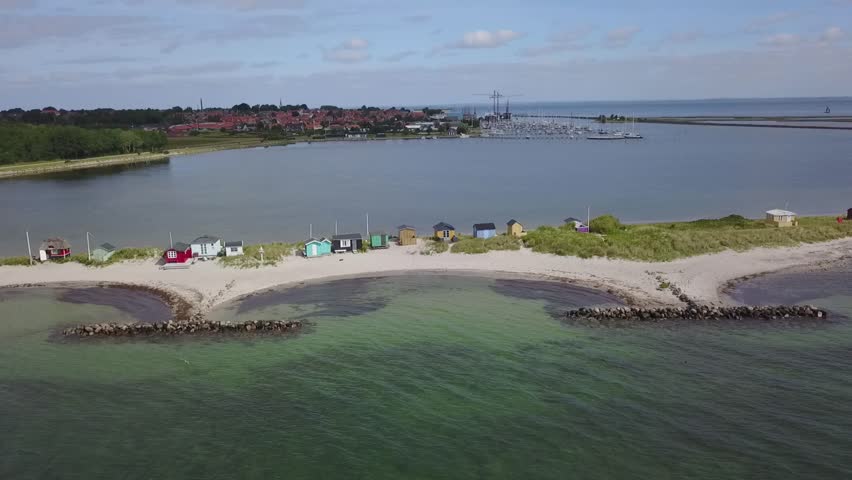 Slowly Panning Drone Over Marstal Bath Stock Footage Video (100% 